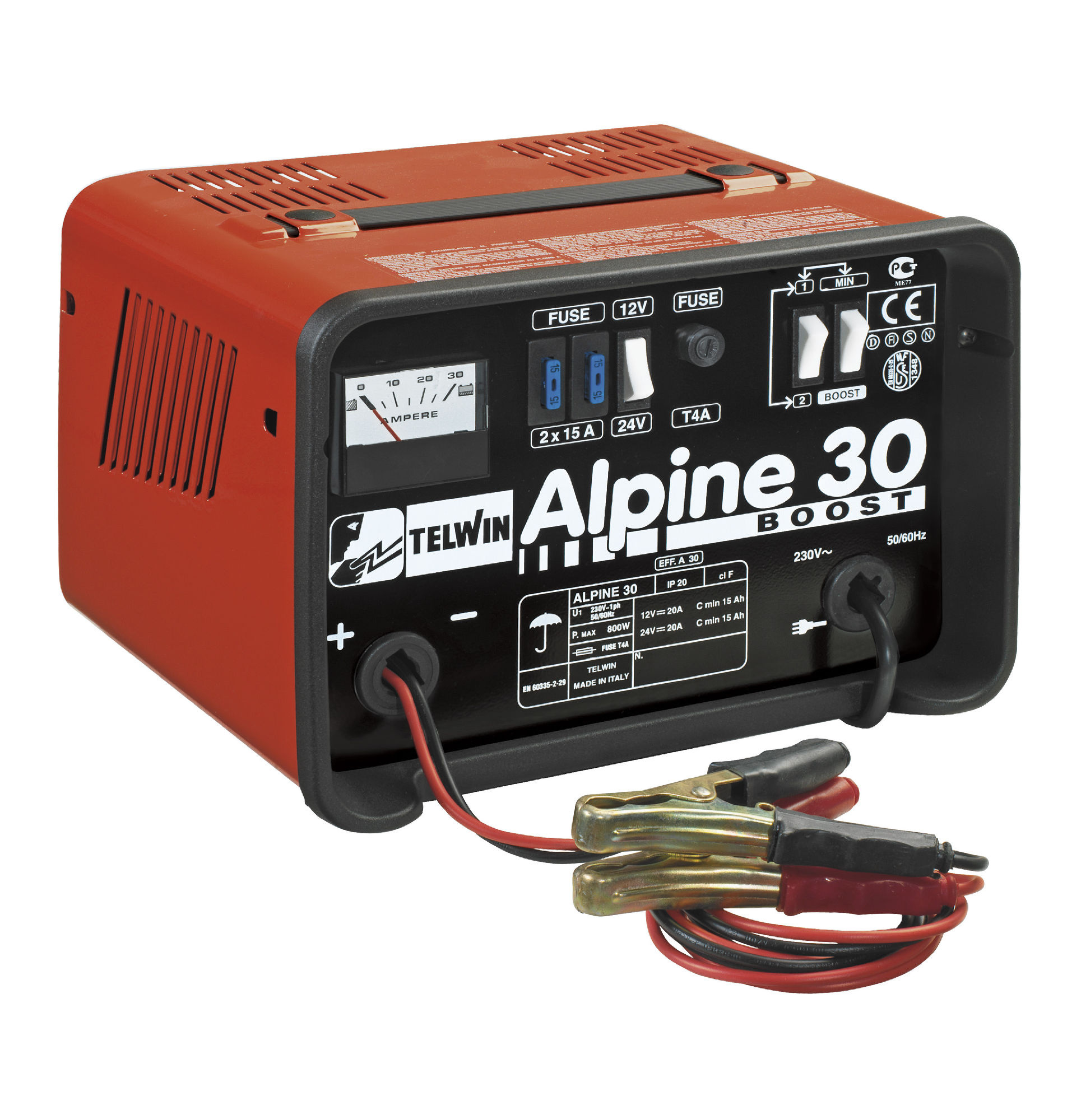 Telwin 830807547 ALPINE 30 Einphasiges Batterieladegerät mit Boost-Funktion 12/24V 30A