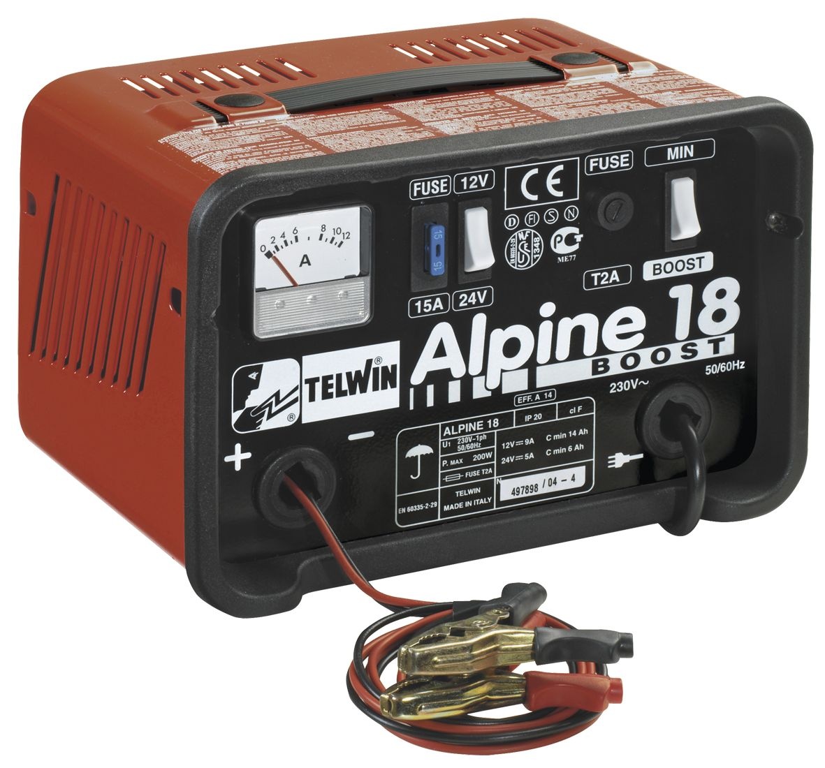 Telwin 830807545 ALPINE 18 Einphasiges Batterieladegerät mit Boost-Funktion 12/24V 9/5A