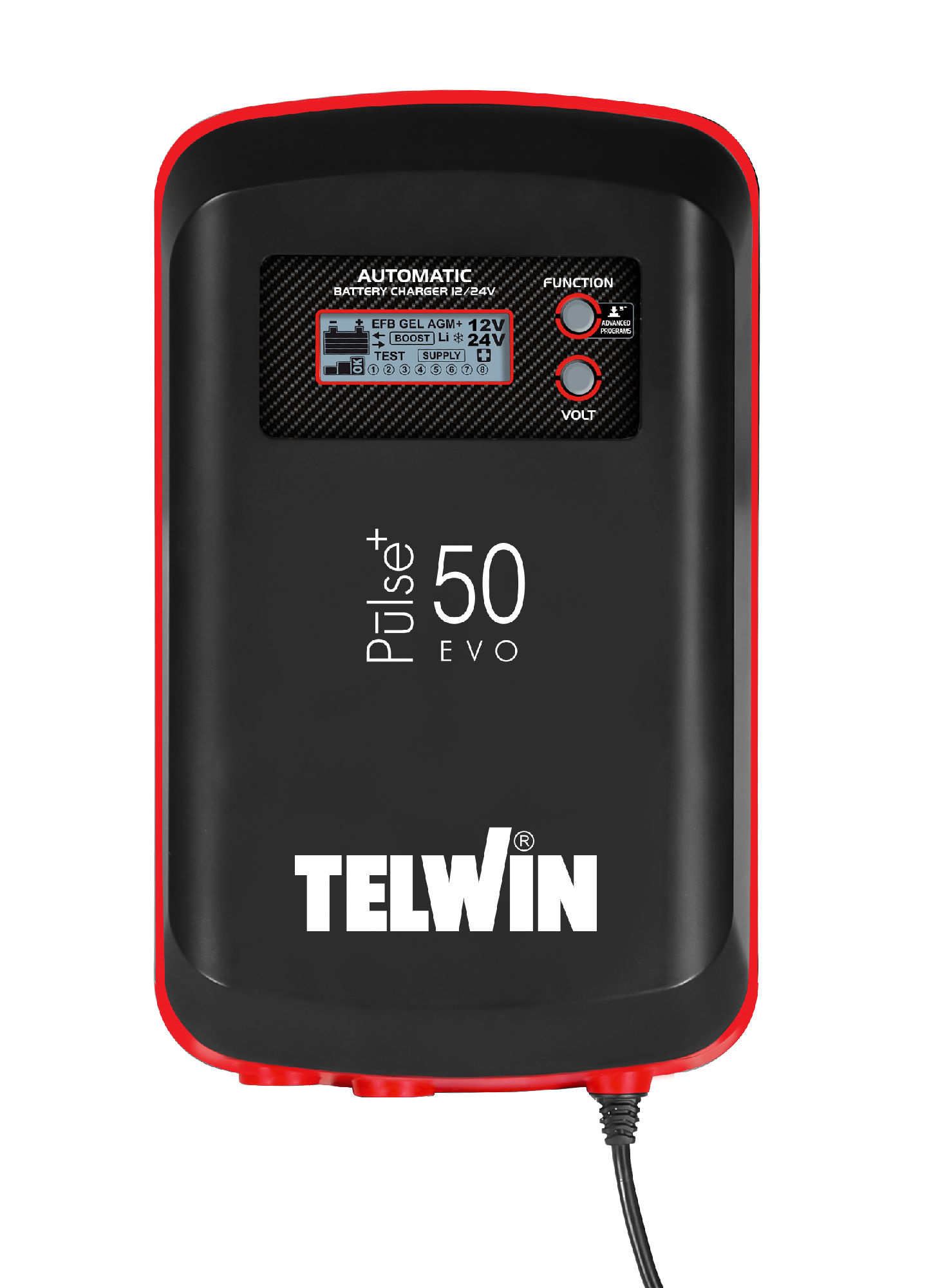 Telwin 830807611 PULSE 50EVO Multifunktionales elektronisches Batterieladegerät Erhaltungsladegerät 12/24V 40/20A.
