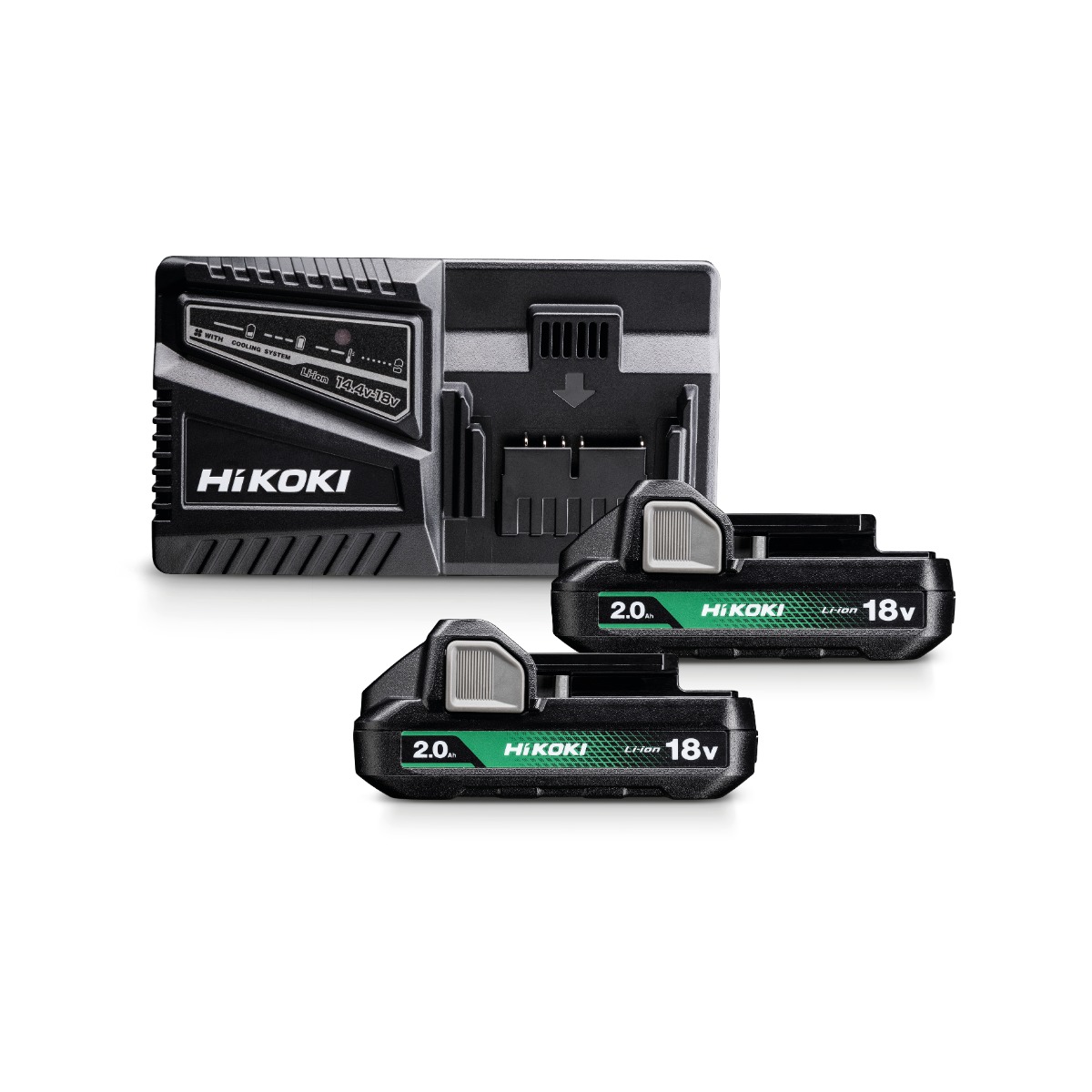 HiKOKI Zubehör UC18YFSLWFZ Powerpack 2 x Akku 18V 2.0Ah Li-ion und UC18YFSL Schnellladegerät