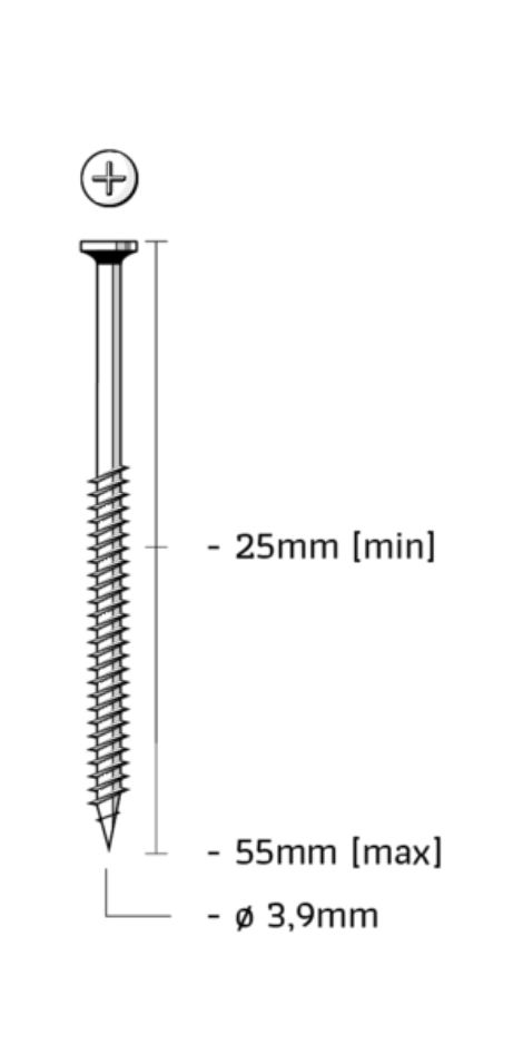 Union SM3.9X30GPB Schrauben auf Band phosphatiert mit Feingewinde Länge 30mm 1000St.