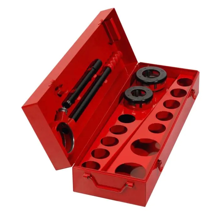 VIRAX 136460 Gehäuse mit 1 Ratsche + Arm für Gewindeschneidsatz (BSPT Rechts: 1 1/2″ - 2″) im Stahlblechgehäuse