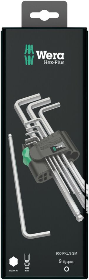 Wera 05073391001 950/9 Hex-Plus 1 SB Winkelschlüsselsatz,metrisch,gestellverchromt 950/9 Hex-Plus 1