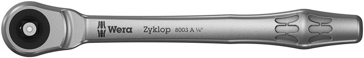 Wera 05004003001 8003 A Zyklop Metal-Knarre mit Durchsteckvierkant mit 1/4"-Antrieb
