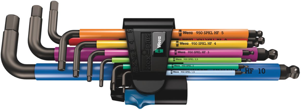 Wera 05022210001 950/9 Hex-Plus Multicolour HF 1 Winkelschlüsselsatz,metrisch,BlackLaser,mit Haltefunktion
