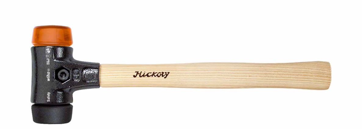 Wiha 26611 Schonhammer Safety mittelweich/ hart mit Hickory-Holzstiel, Rund-Schlagkopf 30 mm