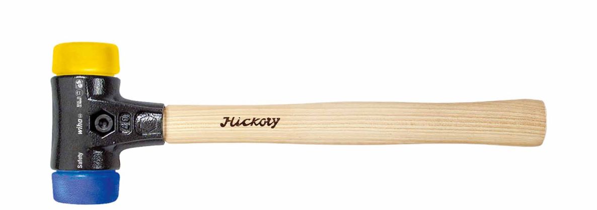 Wiha 26653 Schonhammer Safety weich/mittelhart mit Hickory-Holzstiel, Rund-Schlagkopf 30 mm